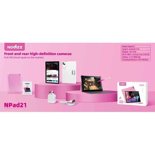 product_image_name-NODIZZ-Local Stock-Npad21 10.1-inch high-definition alloy tablet computer, System display 12GB+512GB, 7000mAh Long Battery Life, Dual Camera, Fast Charging Type-C, Wi-Fi Support, wireless keyboard, screen film, stylus, soft shell cover, Pink-5