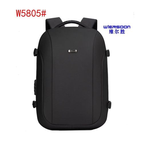 product_image_name-Generic- Slim Business Travel Computer Laptop Bag Shool Backpack Carry On With USB Port and Number Lock- Black-1