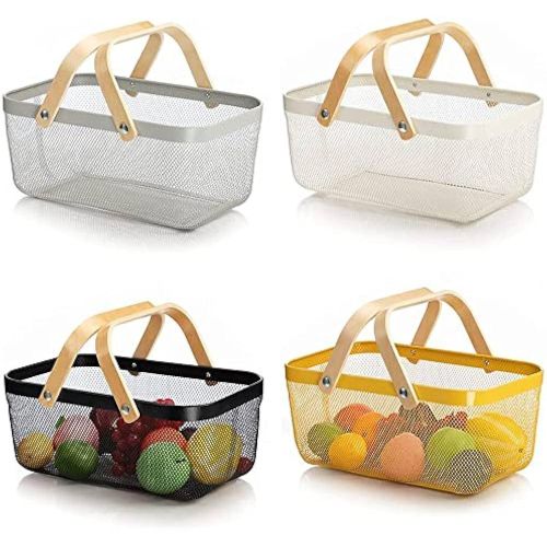 product_image_name-Generic-Metal mesh storage basket with wooden handle 1pc-1