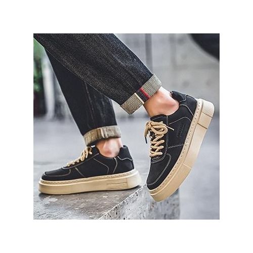 product_image_name-Fashion-Men's Breathable Sneakers Sports Running Casual Board Shoes Black-3