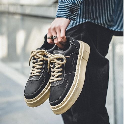 product_image_name-Fashion-Men's Breathable Sneakers Sports Running Casual Board Shoes Black-4