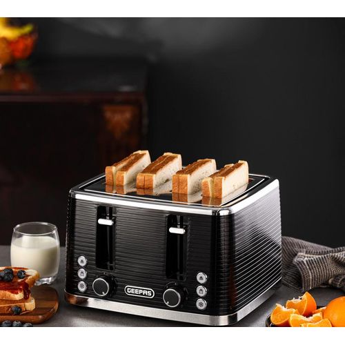 product_image_name-Geepas-4 Slice Bread Toaster-Adjustable 7-Browning Control 4 Slice Pop-Up Toaster with Removable Crumb Collection Tray & Reheat Perfect-Black-4