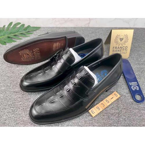 product_image_name-Fashion-Franco Banetti Croc-Embossed Leather Penny Loafers – Black-1