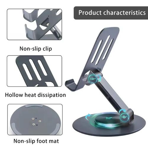 product_image_name-Generic-360 Rotating Cell Phone Stand, Adjustable Foldable Desktop Holder, Universal Compatibility-6