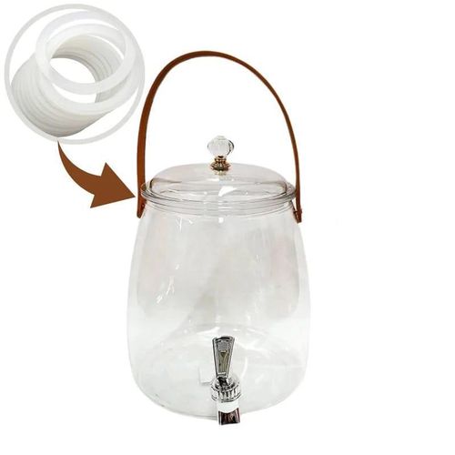 product_image_name-Generic-1 Piece Of 3L Drinks Beverage Dispenser With Tap And Leather Handle Juice Jug Glass Water Pot- Transparent.-4