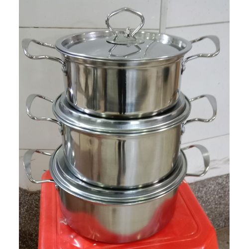 product_image_name-Generic-6 Pieces Cookware Serving Dishes Set With Lids And Handles-Silver-2