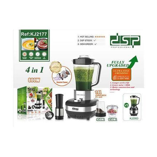 product_image_name-Dsp-4-in-1 Unbreakable Jar Food Processor Blender 800W - KJ2177 - Black-1