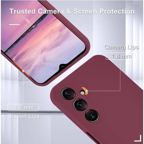 product_image_name-Samsung-Galaxy A15 5G Luxury Soft Rubber Liquid Silicone Skin Touch Feel Cover Case With Screen shield Maroon-4