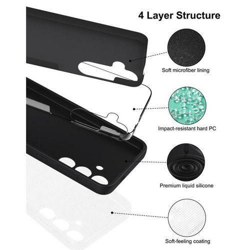 product_image_name-Samsung-Galaxy S21 Ultra, S22 Ultra, S23 Ultra , S24 Ultra Pure Deep Black Silicone Case Full Body And Screen Protection Phone Cover - BLACK-2