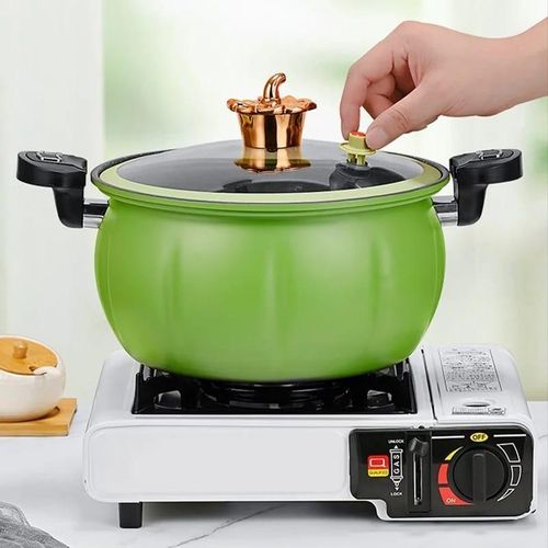 product_image_name-Generic-3 Pieces Of 8L Pumpkin Pressure Pot Vacuum Micro Pressure Cooker Cookware Soup Meats Pot Gas Stove Open Fire Pressure Cooker Stew Pot, Non-Stick Pot -Multicolor-4