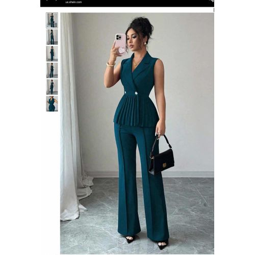 product_image_name-Fashion-2 piece attire - Dark Green -1
