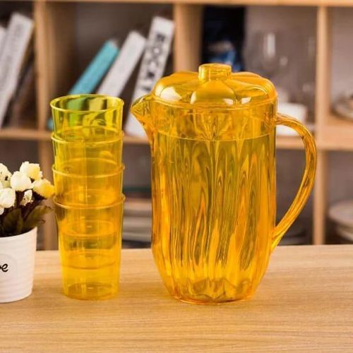 product_image_name-Generic-Unbreakable BPA Free One 2 lt Plastic Water Jug with Lid & Handle and 4 Pcs Serving Glass Set Combo, to Serve ice Tea, Juice, Cocktail, Mocktail, Beverages, for Dining Table-3