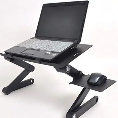 product_image_name-Generic-Foldable Adjustable Desk Laptop Table Stand With Mouse Pad, Cooling Fan- Black-6