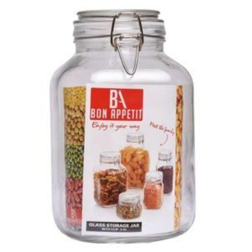 product_image_name-Generic-2Litre Glass Clip Jar, Cereal Food Cookie Storage Tin, Colourless-1