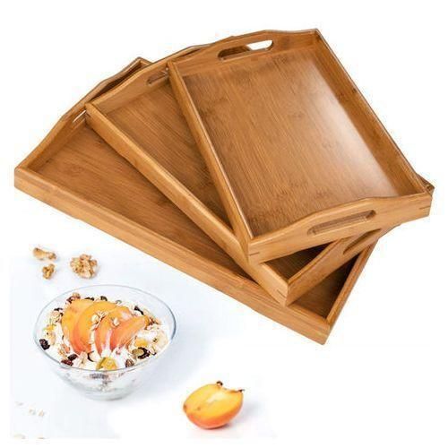 product_image_name-Generic-3 Piece Bamboo Wood Food Serving Trays Platter - Brown-2