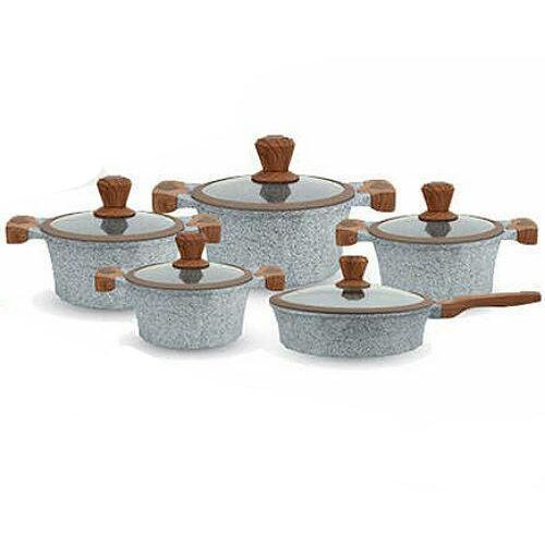 product_image_name-Kola- 10 Piece Granite Cookware Set With Non Stick Frying Pan aluminum Cooking Pots Saucepans Utensils Marble Dishes-2