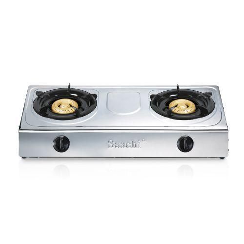 product_image_name-Saachi-Double Burner Gas Stove Cooker With Automatic Ignition, Silver-1