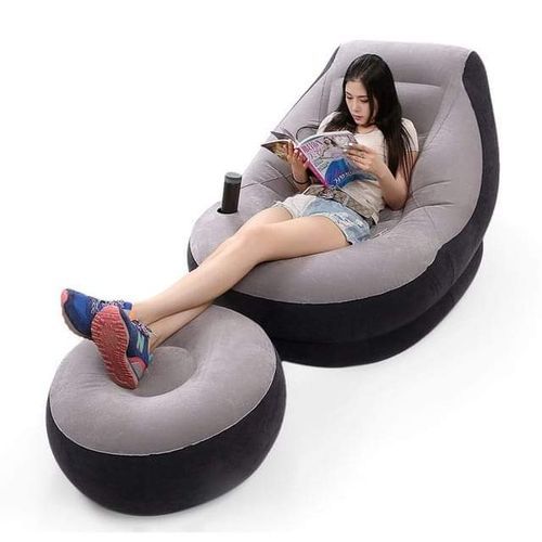 Shop Intex Inflatable Flocking Air Chair With Footrest -Grey. | Jumia ...
