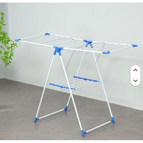 product_image_name-Generic-Double-layer Foldable Wing-shaped Metal Clothes Rack Indoor and Outdoor Multifunctional Clothes Towel Drying Rack-1