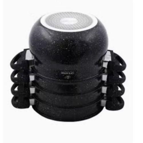 product_image_name-Life Smile-4 Layer  Granite Coated Stockpot Couscoussier Steamer Saucepans - Black.-3