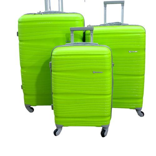product_image_name-Generic-3 In 1 Light Weight Hard Material 4 wheel Spinner  Extreme Durability Double Zipper Digit Lock Enough Space For Luggage - Green-1
