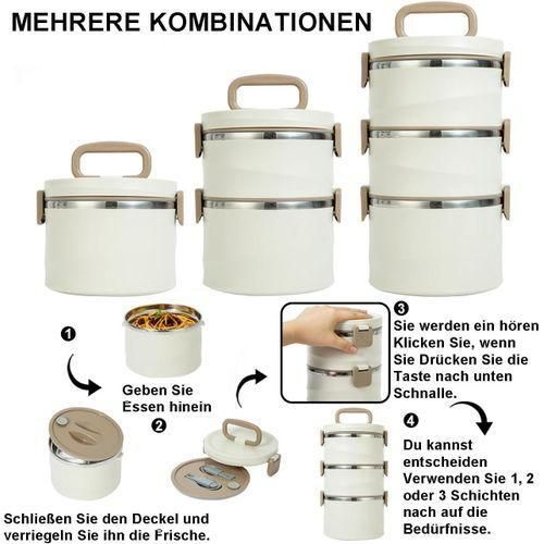 product_image_name-Generic-Lille Home Stainless Steel Stackable Lunch Snack Box with Tiffin Lunch Box - Stylish and Leak-Proof, Stainless Steel Thermal Compartment 2600ml Insulated Bento Food Container Food Container with 3 Tier and Lunch Bag-2