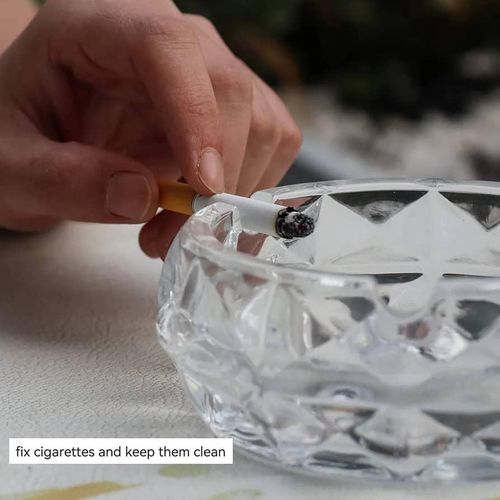 product_image_name-Generic-Heavy Duty Glass Ashtray Crystal Cig*rette Ashtray Transparent Glass Crystal Smoking Ashtray Decorative Modern Ashtray for Home Office Indoor Outdoor Use - Multicolor-2