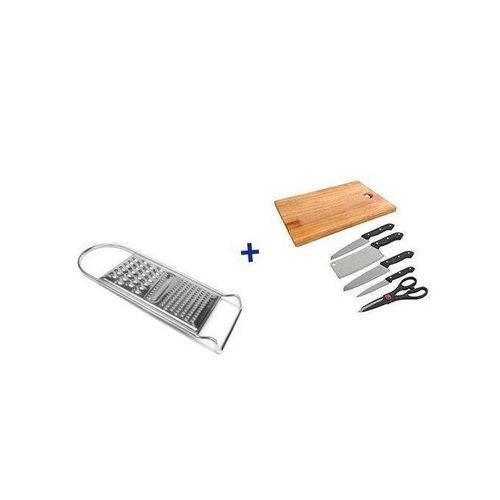 product_image_name-Generic-6Pc Kitchen Knife Set With Wooden Chopping Board + A Grater-1