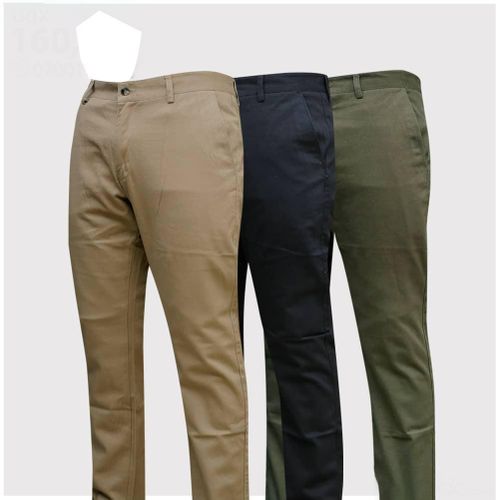 product_image_name-Generic-Pack Of 3 Men's Kaki Trousers - Brown, Black, Green-1