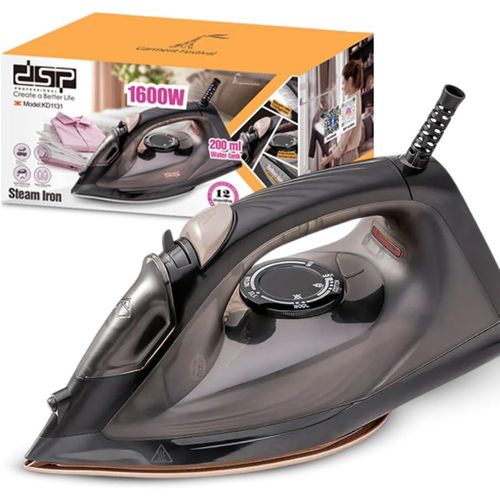 product_image_name-Dsp-Portable Steam Iron, Spray Iron,1600W with Teflon Soleplate, 200ml Water Tank, Continuous Steam & Vertical Steam Functions-BLACK-1