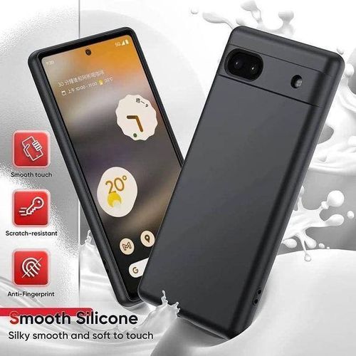 product_image_name-Google- Pixel 6a Silicone Case With Free Tempered Glass Protector – Black-1
