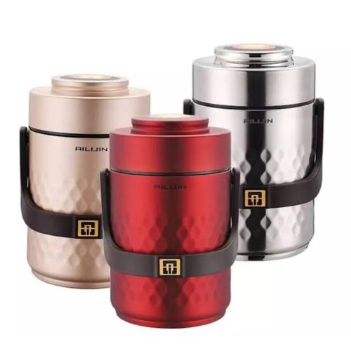 product_image_name-Generic-Japan Stainless Steel Insulated Food Flask Leakproof Lunch Box Keep Cold/Warm 12H For Men, Women, School, Office, Picnic, Travel,Red,2.6L- Multi-Color-2