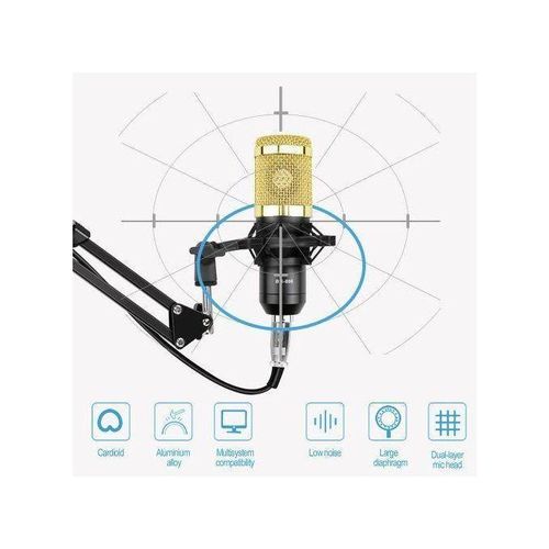 product_image_name-Generic-Microphone with V8 BM800 sound card kit, supporting capacitor, USB, Bluetooth, studio recording, professional karaoke - black-2