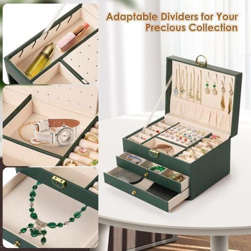 product_image_name-Fashion-3-Tier Jewelry Box with Drawer, Storage Box for Necklaces, Earrings, and Jewelry-8