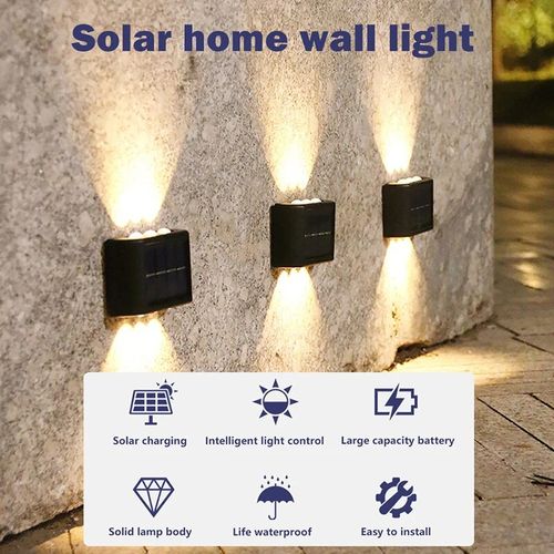 product_image_name-Generic-6 LED Outdoor Solar Wall Light, For Garden, Patio, Fence - Black-5