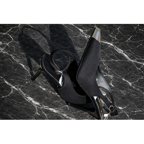 product_image_name-Generic-Women Elegant Low Heel Slingback Pointed Toe Shoes with Metallic Tip – Black-2