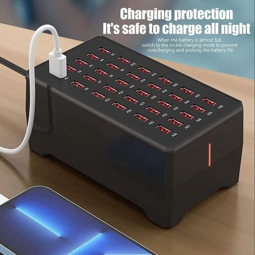product_image_name-Generic-30 Port 150 Watt USB Charging Station, Desktop USB Rapid Charger, Multiple USB Desktop Charging Dock, Built in Silent Cooling Fan, for Home, Hotels, Shops, School, Travel  for Multiple Devices Portable Fast Charging -2