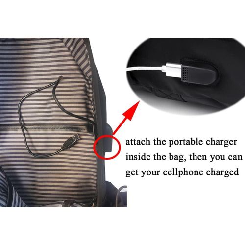 product_image_name-Fashion-Water Resistant Lightweight Travel Hiking Nylon BackPack Daypack Durable with USB Charging Port (Black)-5