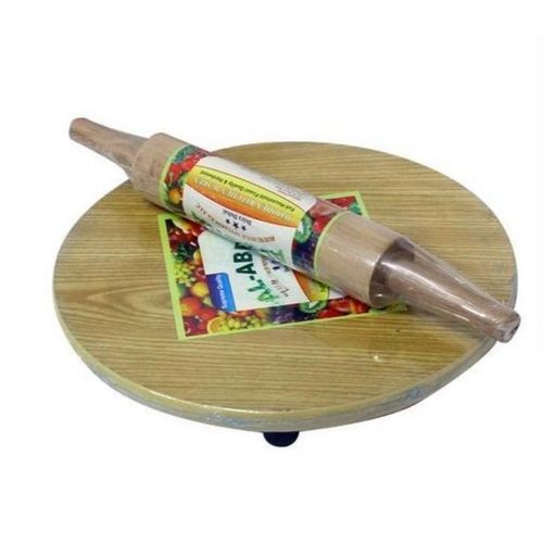 product_image_name-Generic-Quality Chapati Maker and Rolling Pin + A wooden Grinding  Mortar- Brown -2