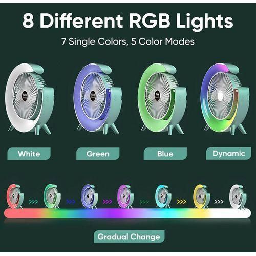 product_image_name-Original-USB Desk Fan, 3 Speeds Portable Fan With 7 Colors Gradual Changing, 20db Low Noise And 180° Rotation Adjustable, Rechargeable Small Fan For Home Office Computer Desk-2