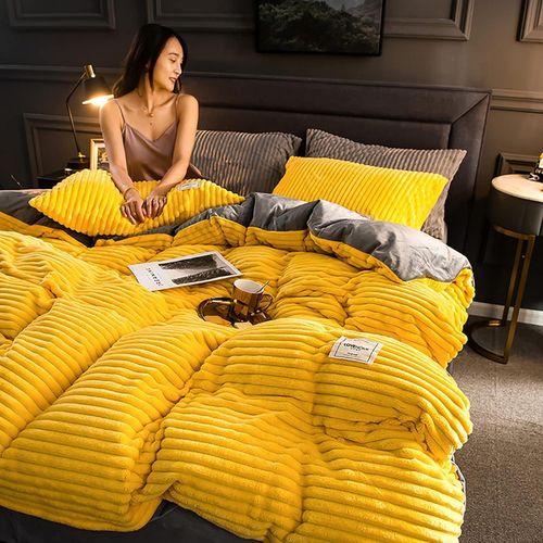 product_image_name-Generic-4 Pieces Bedding Set, Duvet Yellow-2