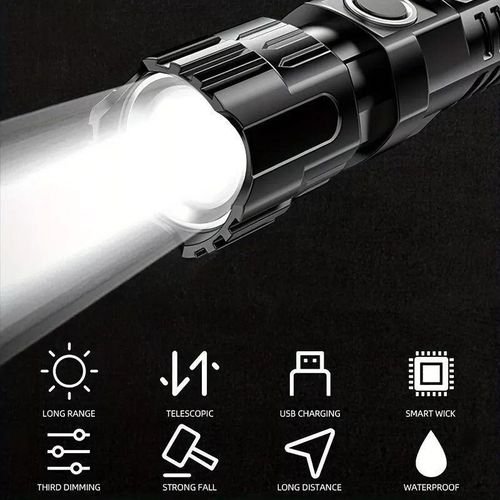 product_image_name-Generic-Rechargeable Flashlights High Lumens, 90000 Lumens Super Bright LED Flashlight, Powerful Waterproof Flashlight with 3 Modes and Zoomable for Emergencies, Camping, Hiking-4