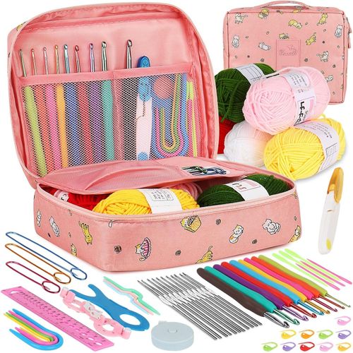 product_image_name-CYFAZA-58Pcs Crochet Starter Kits With Yarn And Storage Bags For Beginners-1