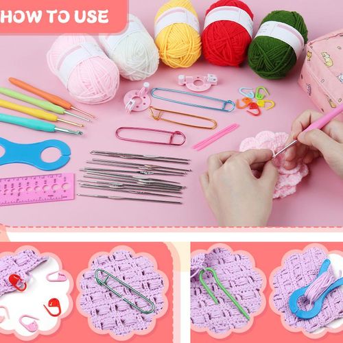 product_image_name-CYFAZA-58Pcs Crochet Starter Kits With Yarn And Storage Bags For Beginners-8