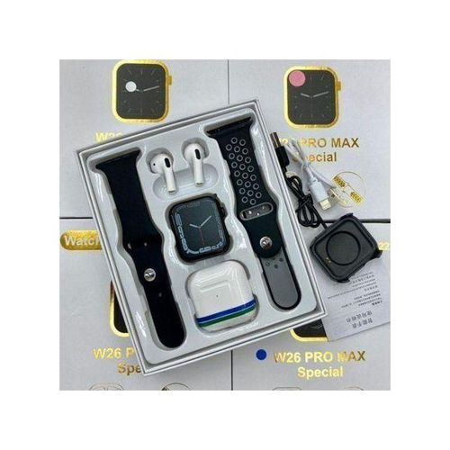 product_image_name-Generic-W26 Pro Max Smart Watch Series 8 + Free Earbuds and 2straps- Black-1