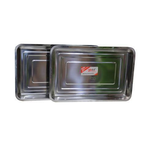 product_image_name-Other-Set Of 2 Stainless Steel  Serving Trays - Big, Silver-1