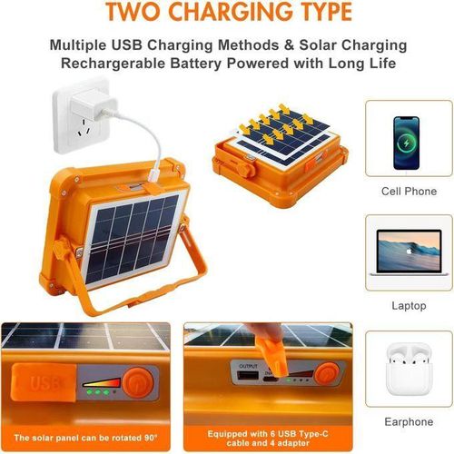 product_image_name-Generic-Rechargeable LED Solar Flood Light Portable and Waterproof for Outdoor Camping and Emergency ABS Body for Garden Landscape Use-2