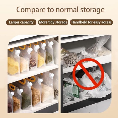 product_image_name-Generic-5pcs (2.5L) Multi-grain Refillable Plastic Storage Bags, Grain Moisture-Proof Sealing Bag, Food Storage Pouches, Airtight Packaging Baggies, Reusable and Stand Up Storage for Food, Grain, Beans, Candy, Liquid Storage-4
