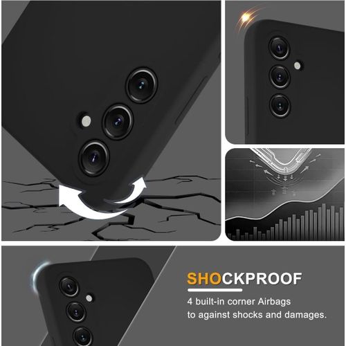 product_image_name-Samsung-Galaxy A54 Luxury Soft Rubber Liquid Silicone Skin Touch Feel Cover Case With Screen Protector Black-3