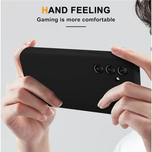 product_image_name-Samsung-Galaxy A54 Luxury Soft Rubber Liquid Silicone Skin Touch Feel Cover Case With Screen Protector Black-4